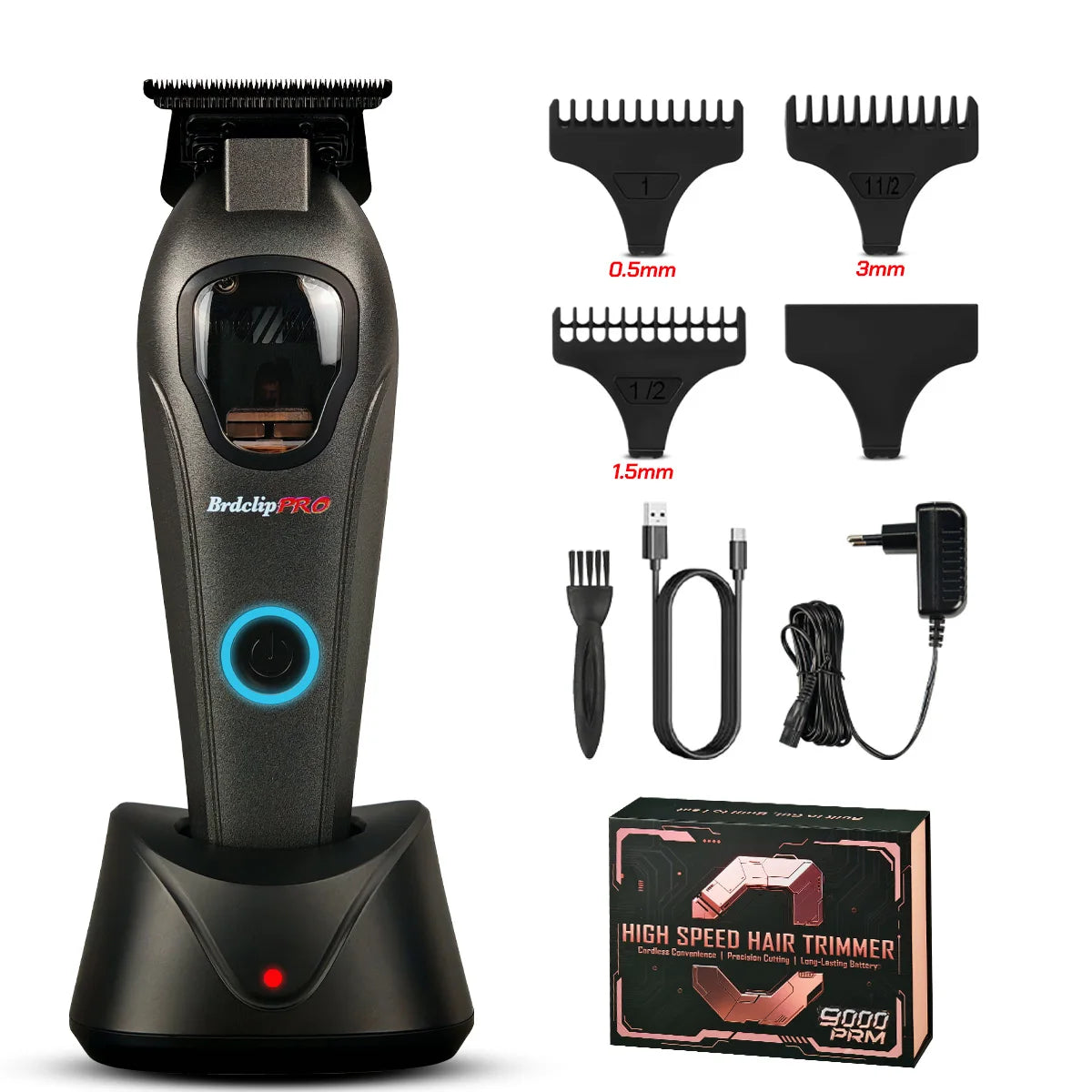 Professional BRDCLIP Hair Clipper 10000RPM Magnetic Motor High Power Hair Cutting Machine DLC Blade Barber Trimmer for Man