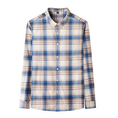 2026 New Arrival 100% Pure Cotton Men's Long Sleeve Mid-Age Shirts, Xinjiang Cotton Spring Solid Color Casual Shirt