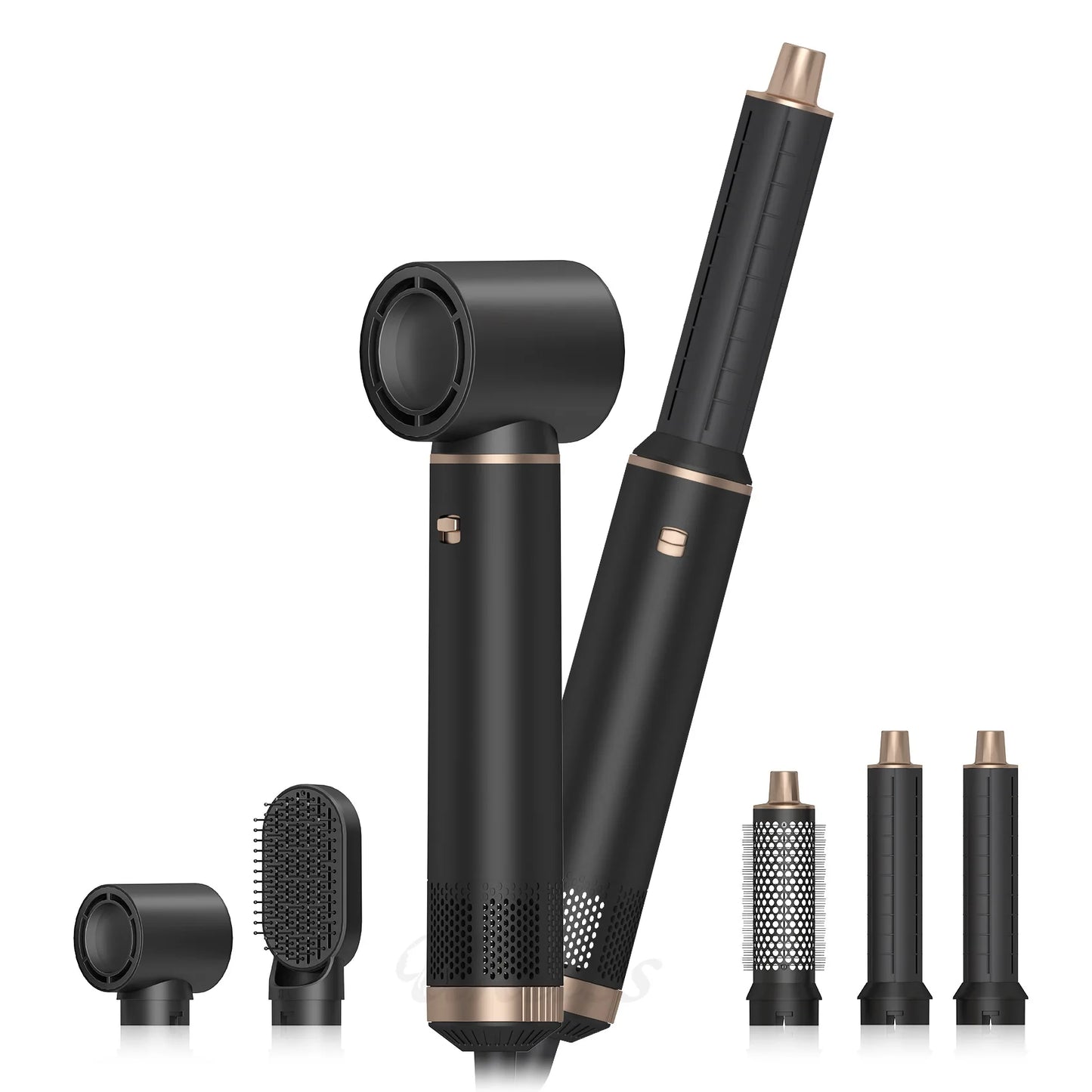 5-in-1 Air Blower Brush Hair Styler Ionic Hot Air Brush Curler & Straightener 1000W Detachable Heads Diffuser Salons Hair Tools