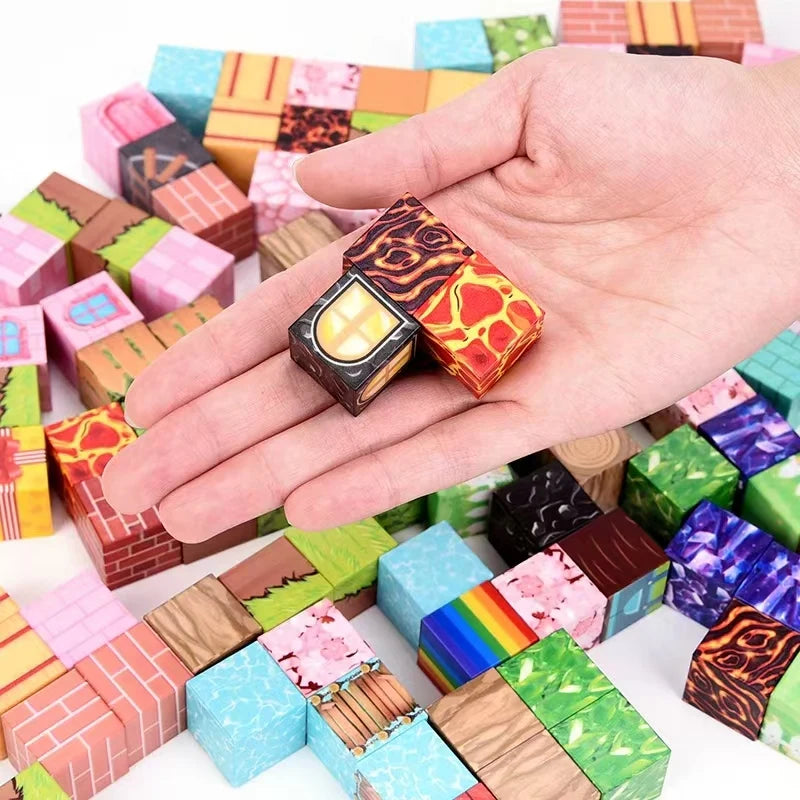 50/100/200Pcs Magnetic Building Blocks Set, Random Pixel-Style Magnetic Cubes, DIY Stacking Construction Toys for Kids