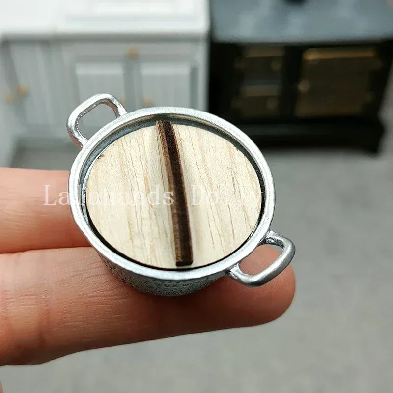 Dollhouse Miniature Kids Furniture Items Mini Alloy Hearth/Gas burner/Pan/Pot Set Kitchen Toys Kitchen Furniture Accessories