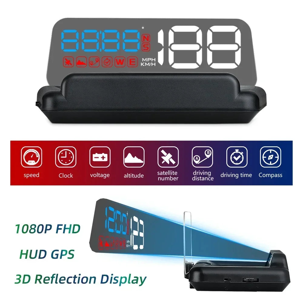 C500 BLUE OBD /T900 GPS HUD Gauge Display Car Head Up Display LCD Car Turbo Gauge Digital Odometer Universal Speed On-board Comp