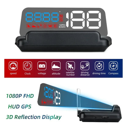 C500 BLUE OBD /T900 GPS HUD Gauge Display Car Head Up Display LCD Car Turbo Gauge Digital Odometer Universal Speed On-board Comp