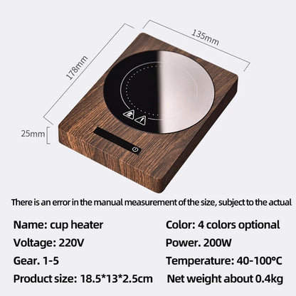 100℃ Cup Heater Mug Warmer Hot Tea Makers Automatic Warmer Coaster 5 Gear Temperature Cup Heaters Coffee Milk Tea Heating Pad
