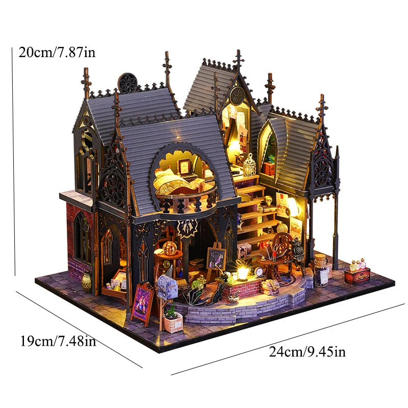DIY 3D Puzzles Wooden Doll House Figurines Miniatures Bookend Assembled Houses Toys For Friends Birthday Gifts Home Decoration