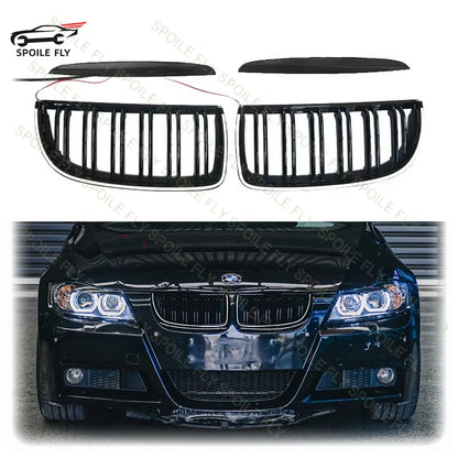 For BMW 3 Series 2005-2008 E90 E91 325I 328I 335I High Quality ABS Car Front LED Racing Grills Body Kit Grille Glossy Black