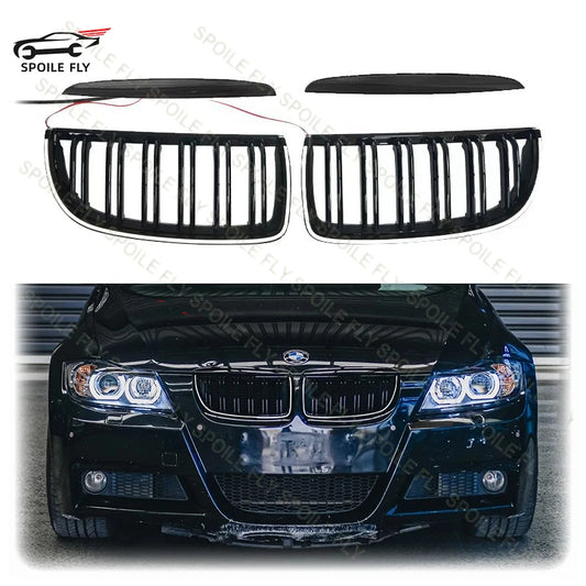 For BMW 3 Series 2005-2008 E90 E91 325I 328I 335I High Quality ABS Car Front LED Racing Grills Body Kit Grille Glossy Black