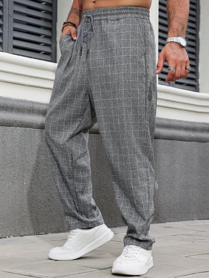 Men's Casual Plaid Pants Urban Fashion All Seasons Comfortable Fit Trousers for Casual Wear