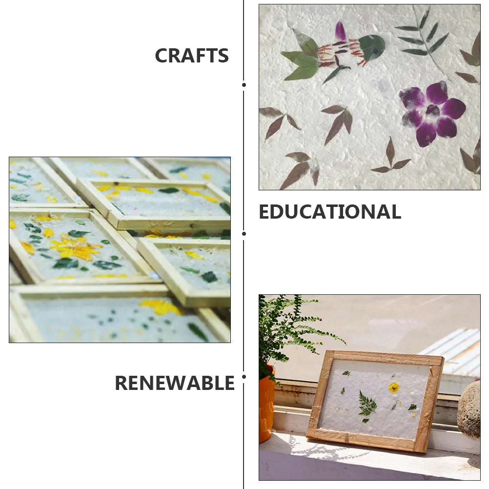 1Set Wooden DIY Paper Making Frame Dry Pulp Kit for Friendly Educational Craft Tool to Make Handmade Paper Books Fans