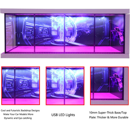 1/64 Scale Car Miniatures Garage Scene Model Car Parking Lot Display Box Led Lights Series Parking Simulation Car Models Box