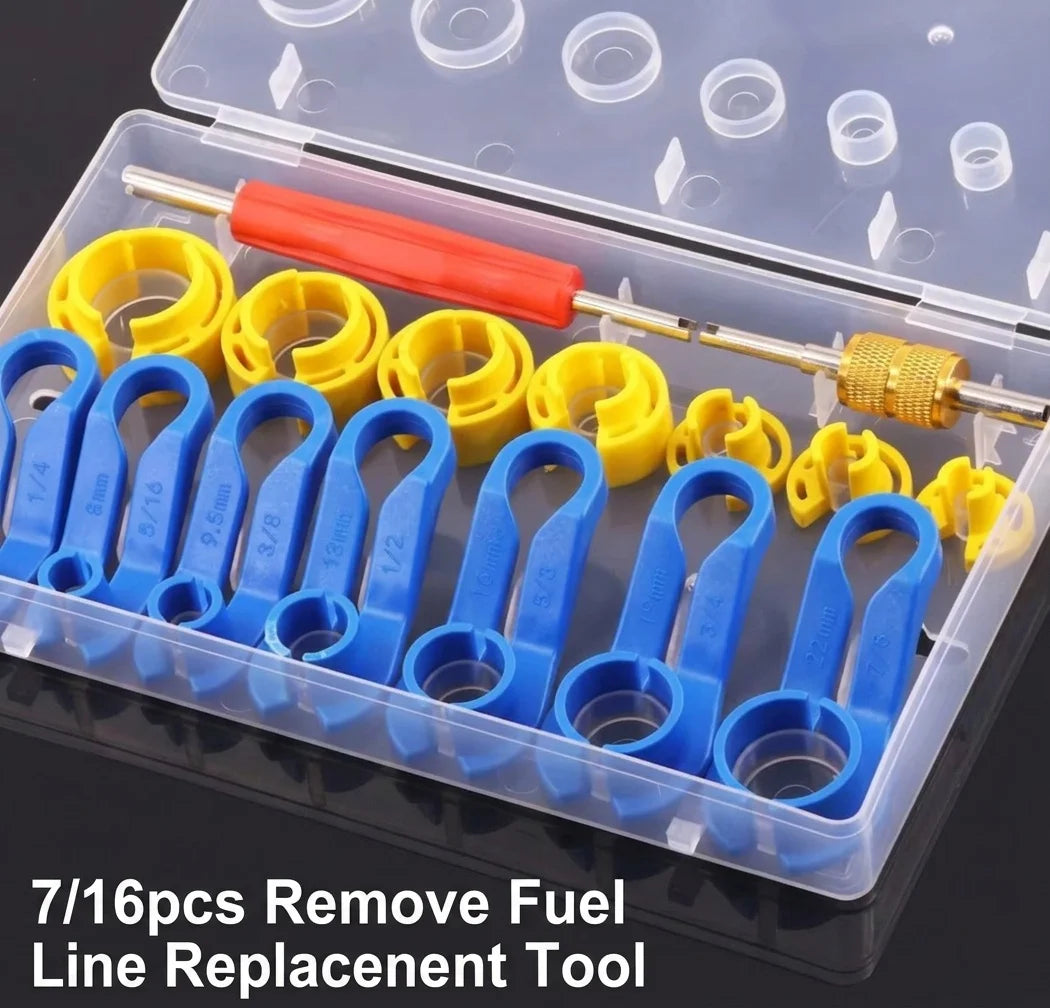 7/16PCS Fuel Line Disconnect Tool Set Auto AC Oil Pipe Quick Removal Tool Angled Fuel Line Replacement Kit