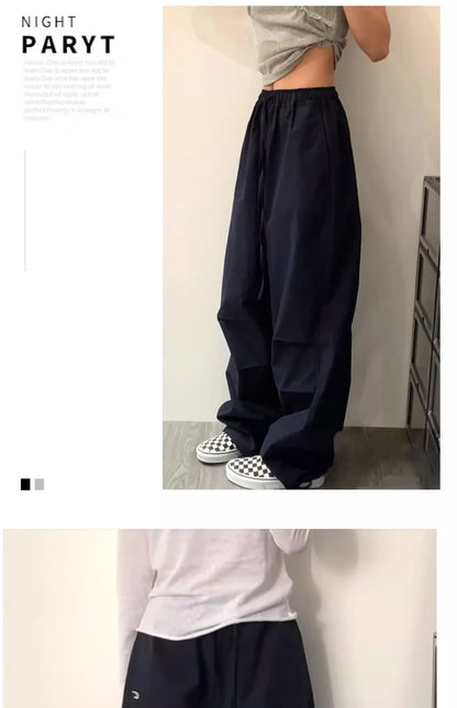 American Lazy Casual Parachute Embroidery Sweatpants Women's Spring Summer 2025 New Slimming Drape Loose Work Trousers