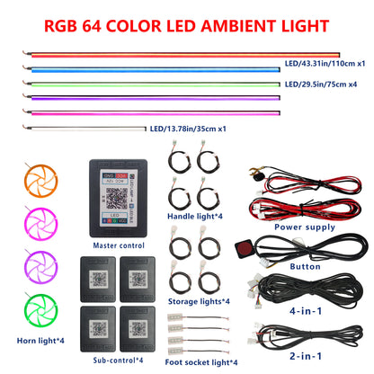 FOR YOUR CAR 6/18 in 1 Acrylic Car Ambient Light RGB 213 Color Symphony Acrylic APP Streamer Atmosphere Lamp Kit Sunroof light