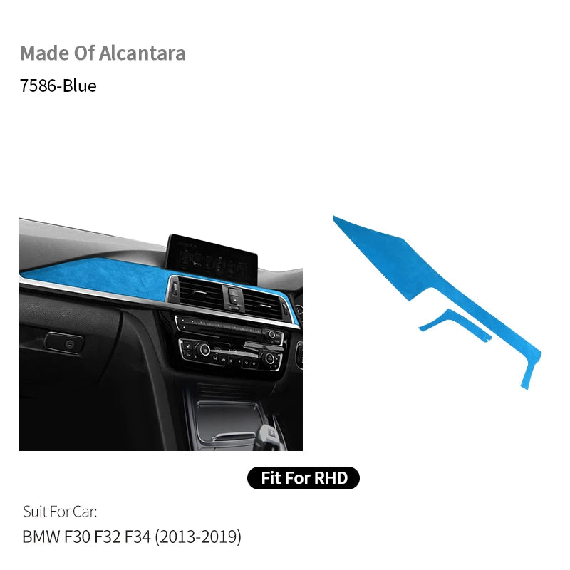 For BMW F30 F32 F34 Center Console Dashboard and Instrument Panel Trim Sticker Car Interior Tuning Accessorie Made of Alcantara