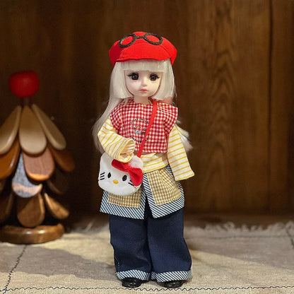 30cm 1/6 Fashion Girls Dress Up Doll Movable 20 Joints Cute Sweet Face Festival Gift with Clothes Shoes BJD Princess Doll Toy