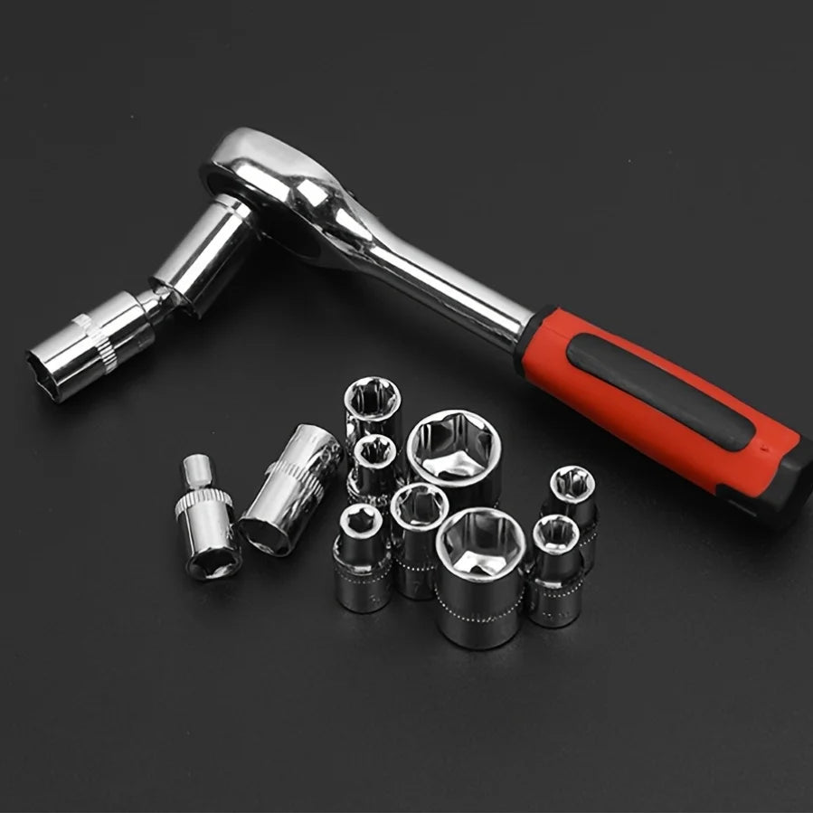 53-Piece Car Repair Tool Set with Sockets and Case, Steel Construction, for Street-Touring Motorcycles and Vehicle Maintenance