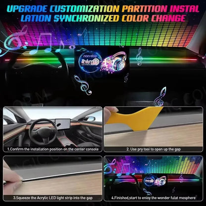 Universal Acrylic LED Ambient Lights Strip Symphony RGB Atmosphere Lamp For Tesla Model 3 Y S X Interior Accessories