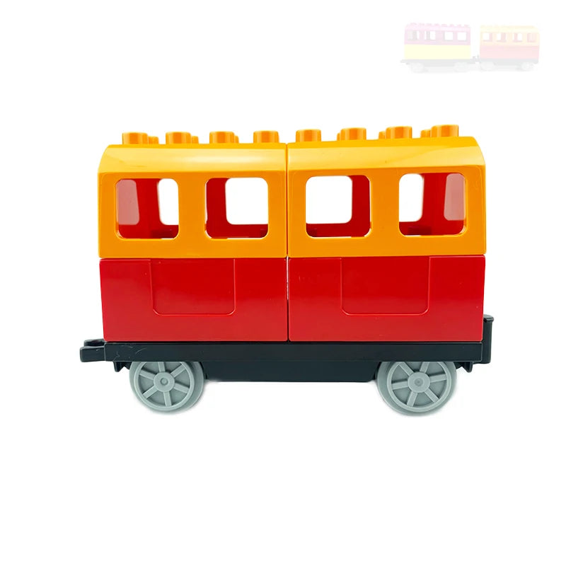 Big Size Building Blocks Train Railway Transport Set Track Parts Electric Locomotive DIY Assemble Interaction Toys For Children