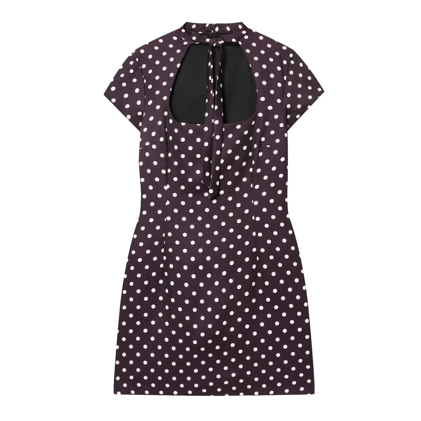 HH Summer Fashion Women's Polka Dot Mini Dress 2026 Short Sleeve Lace Up Collar Party Dress Female Hollow Out Sexy Evening Dress