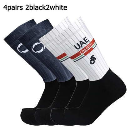 4 pairs of sports multi style anti slip breathable silicone men's and women's outdoor cycling running socks
