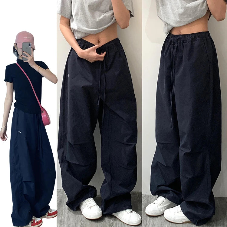 American Lazy Casual Parachute Embroidery Sweatpants Women's Spring Summer 2025 New Slimming Drape Loose Work Trousers