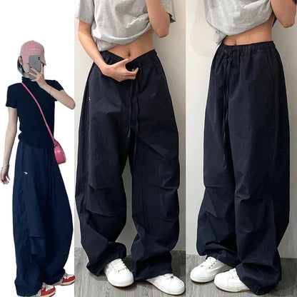 American Lazy Casual Parachute Embroidery Sweatpants Women's Spring Summer 2025 New Slimming Drape Loose Work Trousers