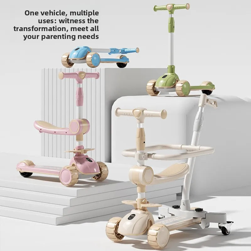 1-in-1 Kids Scooter, Foldable Ride-On Tricycle for Toddlers Ideal for developing children’s sense of balance