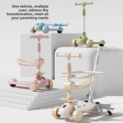 1-in-1 Kids Scooter, Foldable Ride-On Tricycle for Toddlers Ideal for developing children’s sense of balance