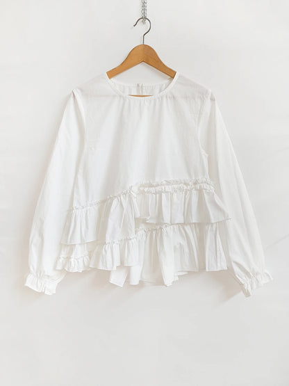 Shirt imakokoni 2025 spring and summer pure cotton washed lace irregular design sense top for women 255041+244960+244925
