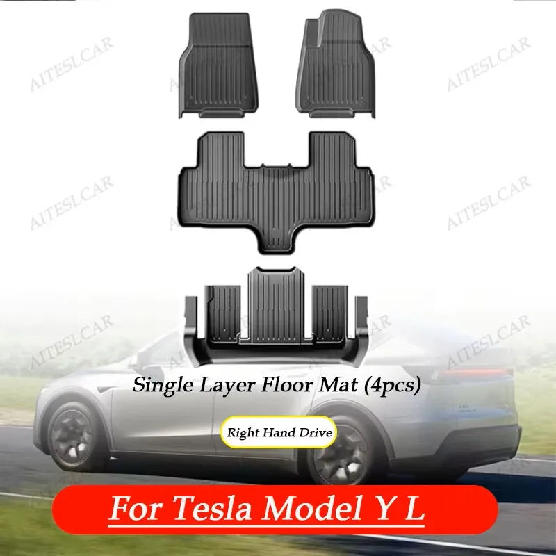 For Tesla New Model Y L Launch Premium / Performance 2026+ TPE Floor Mats Luggage Mat Wear-resistant Foot Pads ModelY Trunk Mats