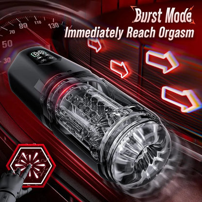 Automatic 360 ° Rotating Thrusting Male Masturbator Licking Penis Vibrator LCD Display Stroker Pocket Pussy Sex Toys for Men