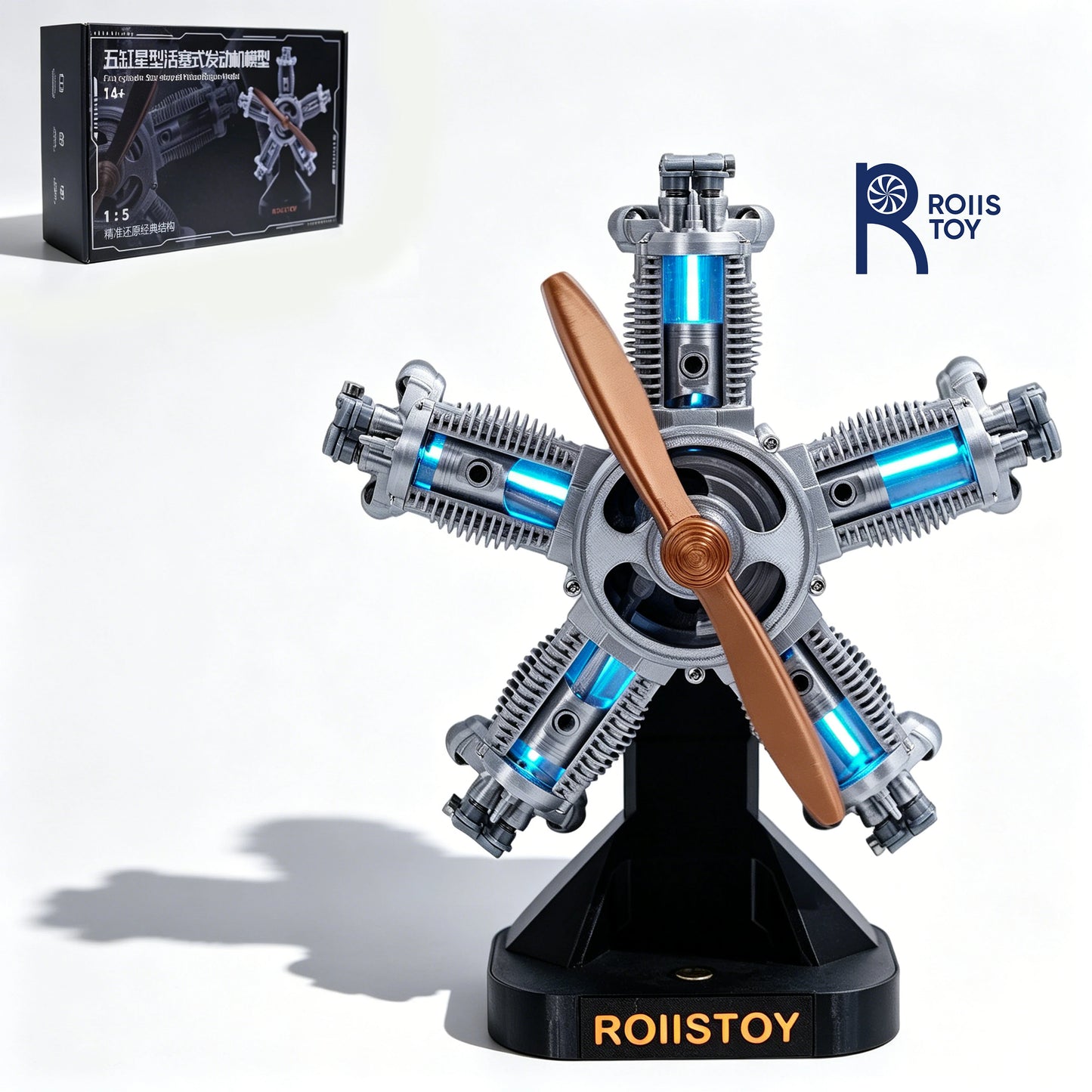 5-Cylinder Radial Engine Building Set Mini Military Plane Engine Model Kit That Runs Compatible with WW2 Blocks DIY Assembly STE