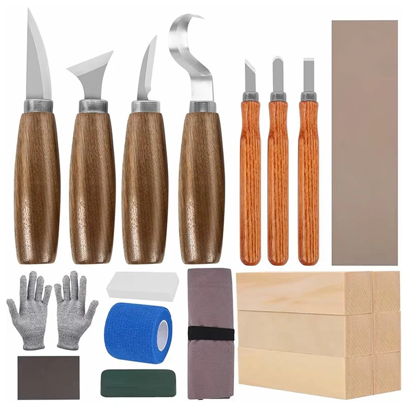 Wood Carving Kit Wood Carving Tools Set With Wood Carving Knives Detail Knives Blocks Whittling Kit For Beginners Adults Kids