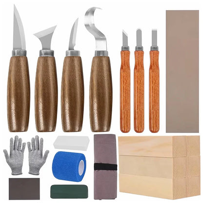 Wood Carving Kit Wood Carving Tools Set With Wood Carving Knives Detail Knives Blocks Whittling Kit For Beginners Adults Kids