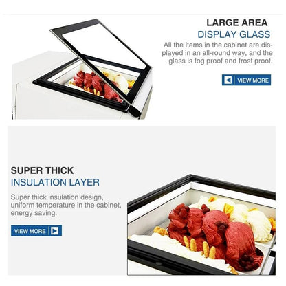 Stainless Steel Refrigerated Popsicle Showcase Refrigeration Equipment Freezer Table Ice Cream Display Cabinet
