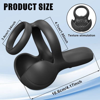 Powerful Vibrating Cock Ring 3 IN 1 Testicle Massager Perineum Stimulator for Men Sex Toys Male Penis Ring Vibrator Adult Goods