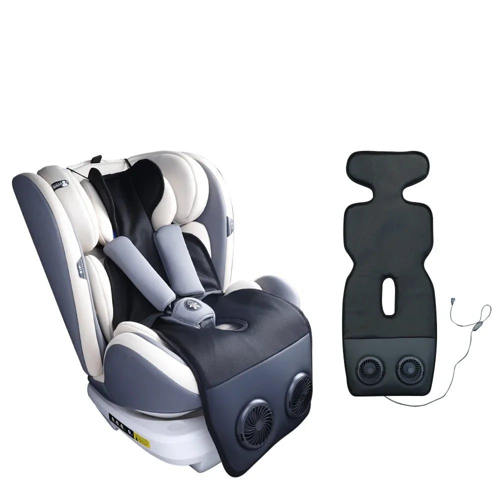 USB Charging Detachable Silent Fan Ventilation Cover Ice Silk Baby Stroller Cool Seat Cover Breathable Car Safety Seat Cover
