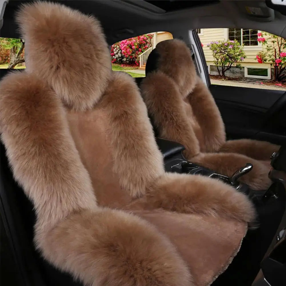 Universal Winter Car Seat Cushions Australian Sheepskin Fur Seat Auto Cover Autumn Warm Winter Interior Accessories K6X4