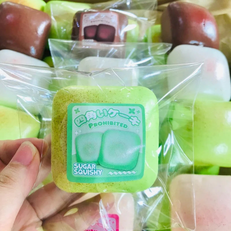 Squishy Simulated Square Bread Squeeze Toy Stress Relief Slow Rising Sensory Fidget for Anxiety ADHD Autism Gift for Kids Adults