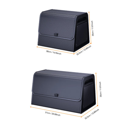 Car Trunk Organizer with 4-Point Magnetic Closure – PU Leather, Reinforced ABS Frame, Fits SUV, Sedan, and Home Use