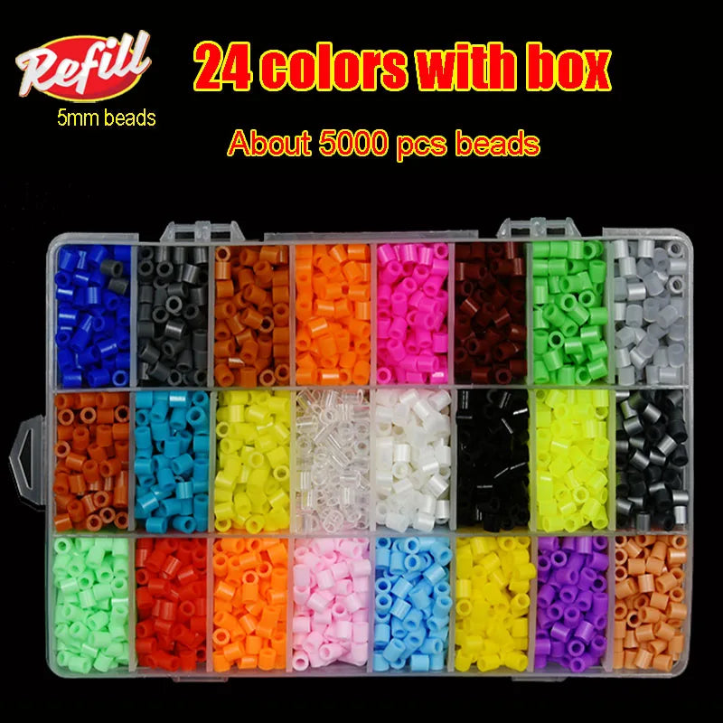 Fuse Beads Kit, 600pcs 5mm Iron Beads Set for Kids, DIY Art Craft Toys Iron Beads,  Christmas Birthday Gift for Boys and Girls