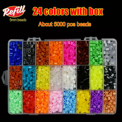 Fuse Beads Kit, 600pcs 5mm Iron Beads Set for Kids, DIY Art Craft Toys Iron Beads,  Christmas Birthday Gift for Boys and Girls