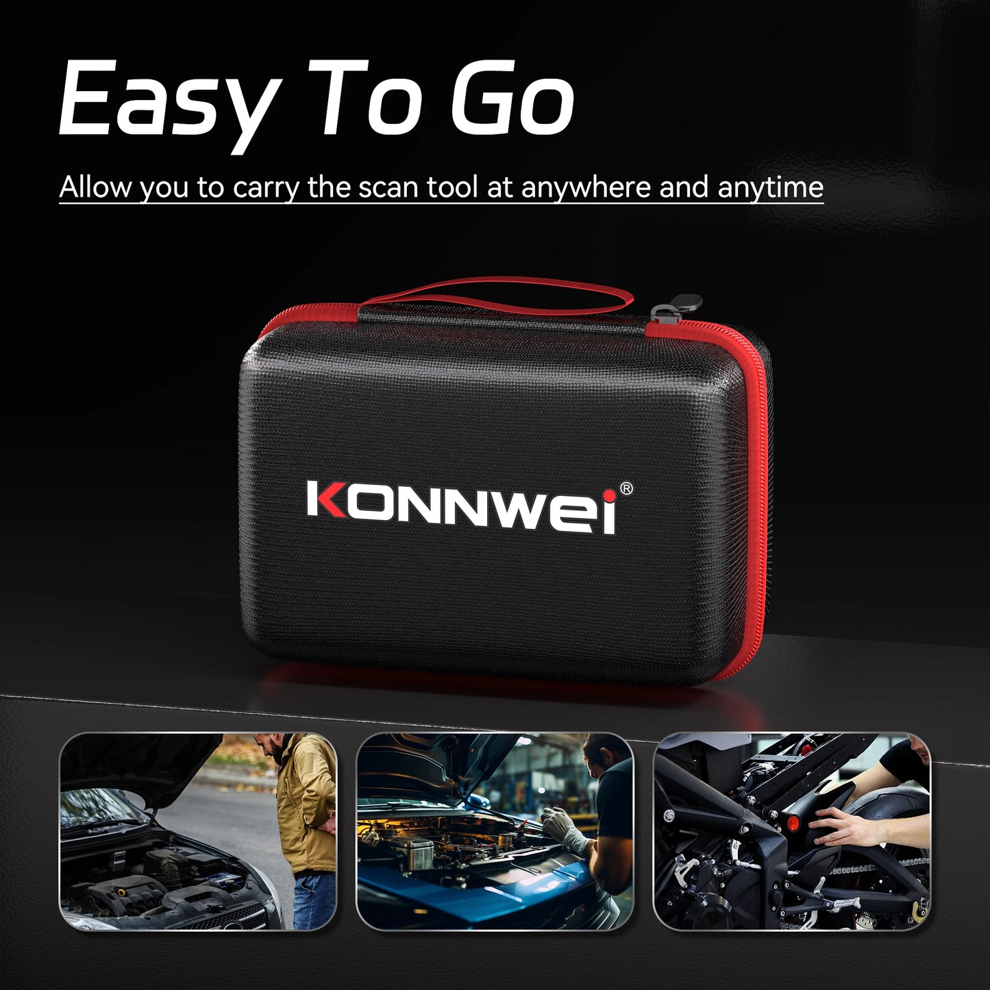 2026 KONNWEI Car Tool Storage Box Handheld OBD Scanner Lightweight Battery Tester Large Capacity Storage Foldable Organiser Box