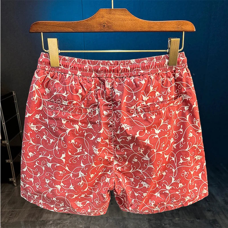 MWJLPWQ 2026 Summer New Cotton Camouflage Casual Shorts For Men Full Printed Drawstring Versatile New Trendy Beach Pants 16355