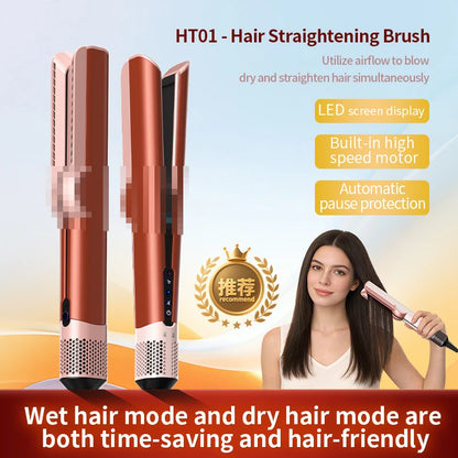 Hair Straightening Comb Hair Dryer HT01 Huaqiangbei Flat Iron Straightener Negative Ion No Hair Damage Dry Wet Use