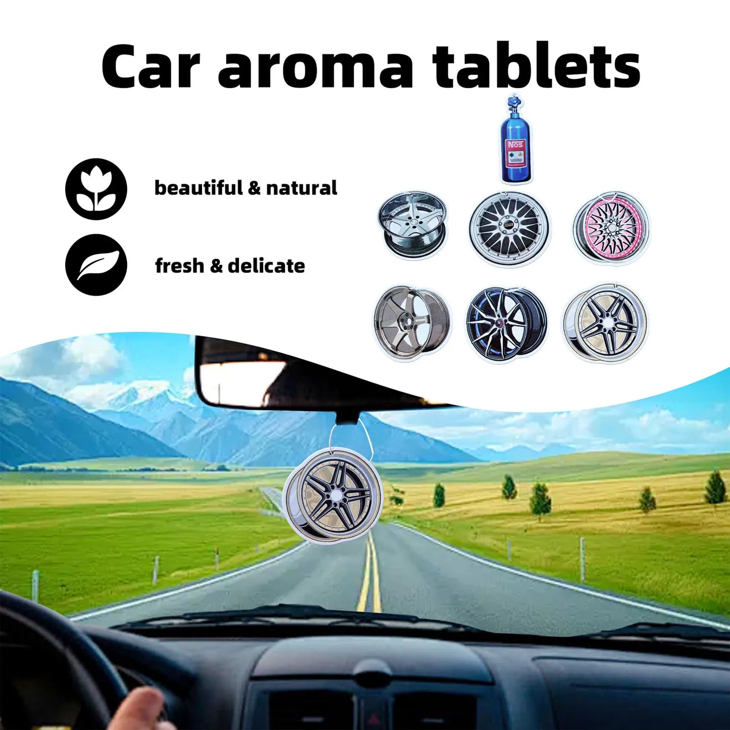 Wheel-shaped Japanese car air freshener, hanging air freshener, perfume fragrance