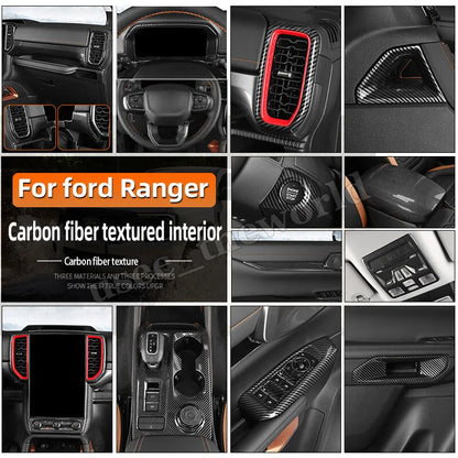 Fit for Ford Ranger 2024 2025 Interior Protection Sticker Carbon Fiber Grain Gear Shift Panel Cover Trim