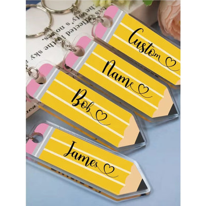 Customized Pencil Keychain, Personalized Acrylic Keychain, Custom Handbag Charm, Customizable Text Birthday Gift, Name Keychain, Unisex Keychain, Keychain, Valentine's Day Gift, Anniversary Gift, College Essentials, Teacher G