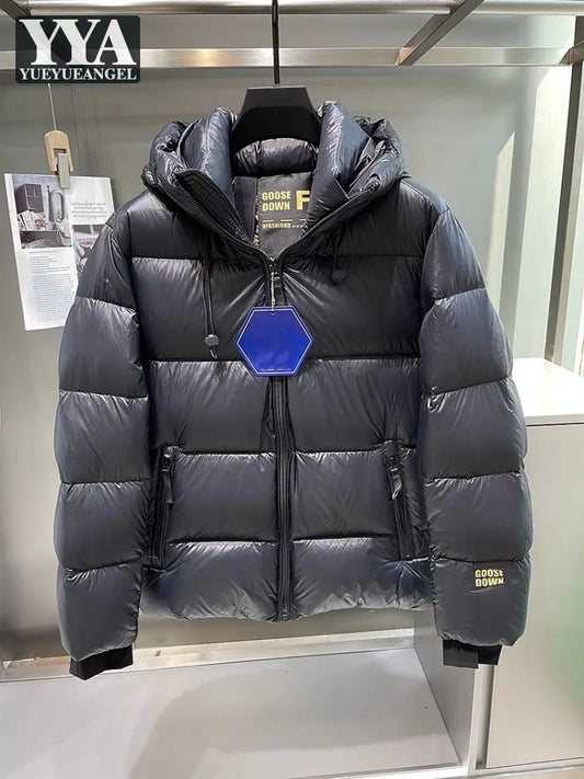 Winter Mens Down Coat Windproof Waterproof Outside Casual Outerwear Zip High Street Fashion Men Warm Hooded Windbreaker Jacket