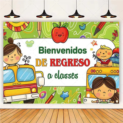 Welcome Back To The School Blackboard, Pencil Banner Backdrop, Holiday Education Theme Decoration, Photography Background Cloth